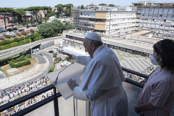 Pope reappears after surgery, backs free universal health care
