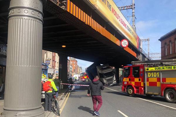 Dublin’s Amiens Street reopens after truck hits railway bridge