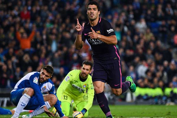 Luis Suarez’s derby double puts Barcelona back on top