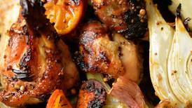 Roast chicken with fennel, marmalade and mustard