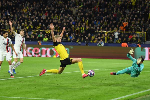 Erling Haaland double gives Dortmund the edge after first leg