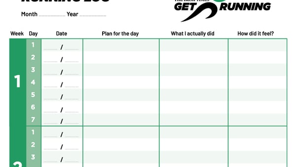 Download and print a copy of the Get Running Training Log and keep track of your progress.