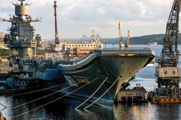 Russian aircraft carrier damaged after dry dock sinks