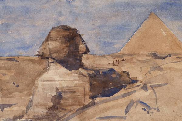 Art in Focus: The Sphinx Half in Shadow and Chephren Pyramid, Giza, Egypt’ by Nathaniel Hone the younger