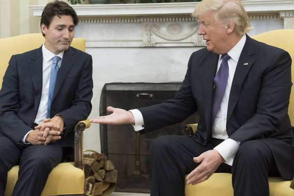 Donald Trump and Justin Trudeau meet for the first time