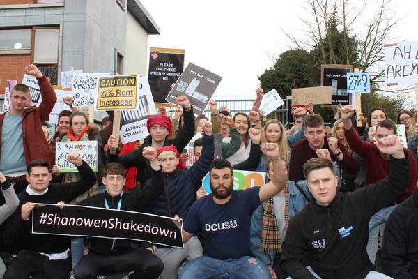 DCU students protest rent hikes