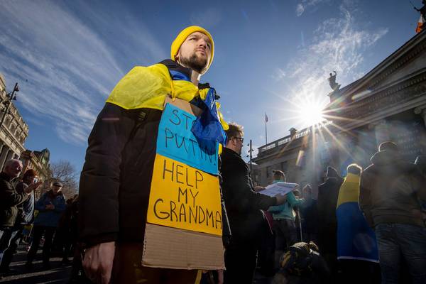 ‘My family have been bombed’: Emotional Ukrainians protest in Dublin