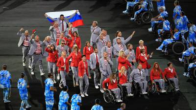 Belarus Paralympians ‘upset and indignant’ at official waving Russian flag
