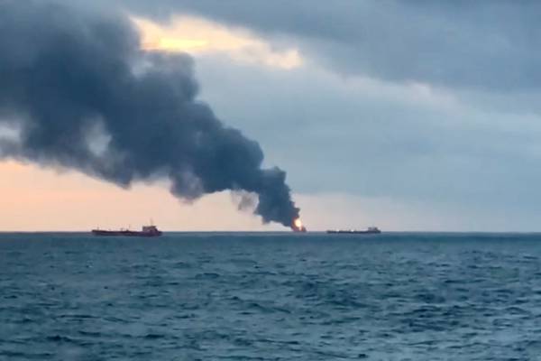 At least 10 killed after two ships catch fire near Crimea