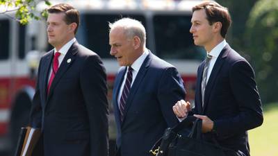 Jared Kushner and John Kelly in security clearance stand-off